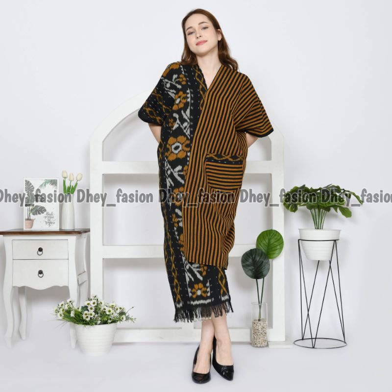 outer tenun premium outer long wanita ethnik outer