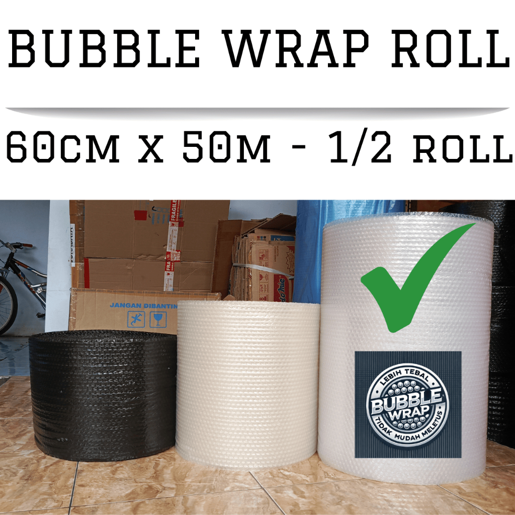 

Bubble Wrap 60cm x 50m - 1/2 Lebih Tebal Tidak Mudah Meletus Bubble Wrap Roll Plastik Packing