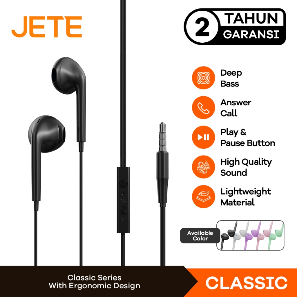 JETE Headset Earphone Macaron JETE Classic New Color  - Garansi 2 Tahun