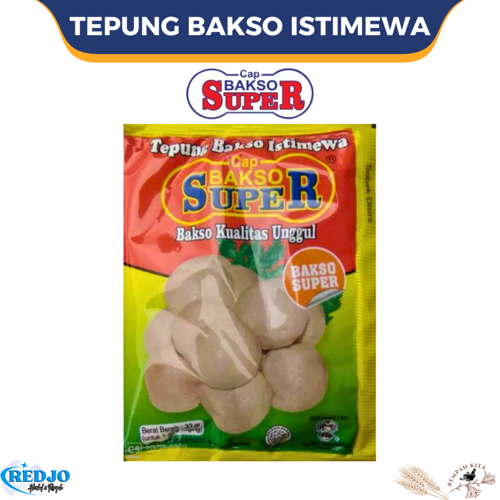 

Tepung Pengenyal Bakso Cap Bakso Super Kemasan 33gram Hemat Murah