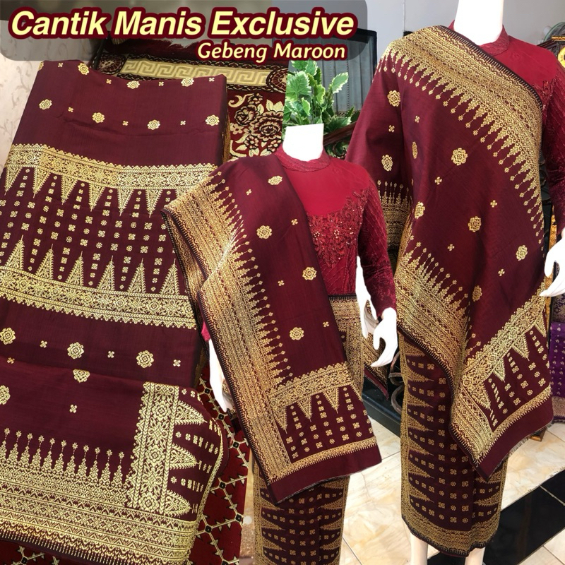 Songket Cantik Manis Exclusive Maroon Gold /songket tenun asli palembang /ilham songket palembang /s