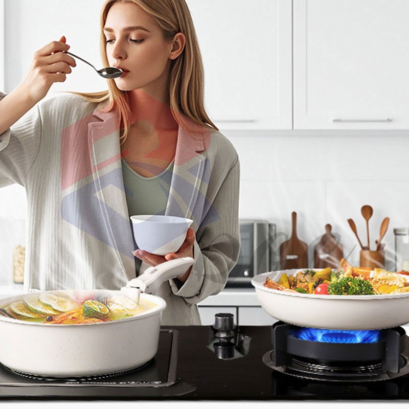 DGC Wajan Rumah Tangga Premium Set Granit Antilengket Peralatan Masak Dapur Gagang Dapat Dilepas