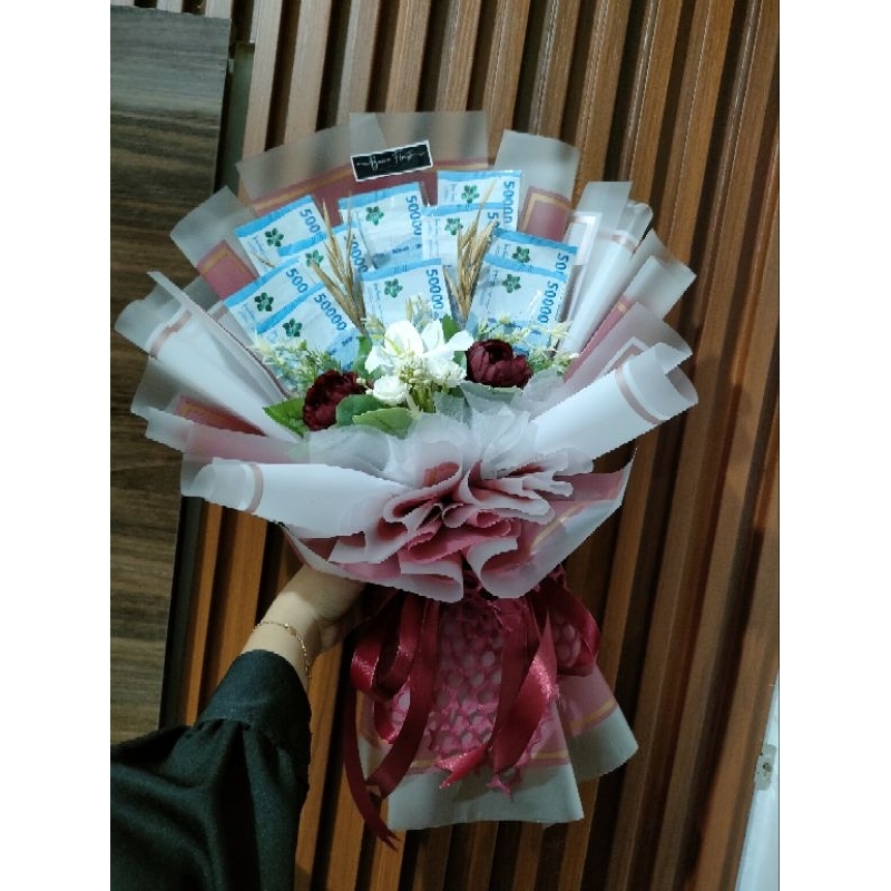 buket uang asli bunga artificial snack uang wisuda ulang tahun hari ibu