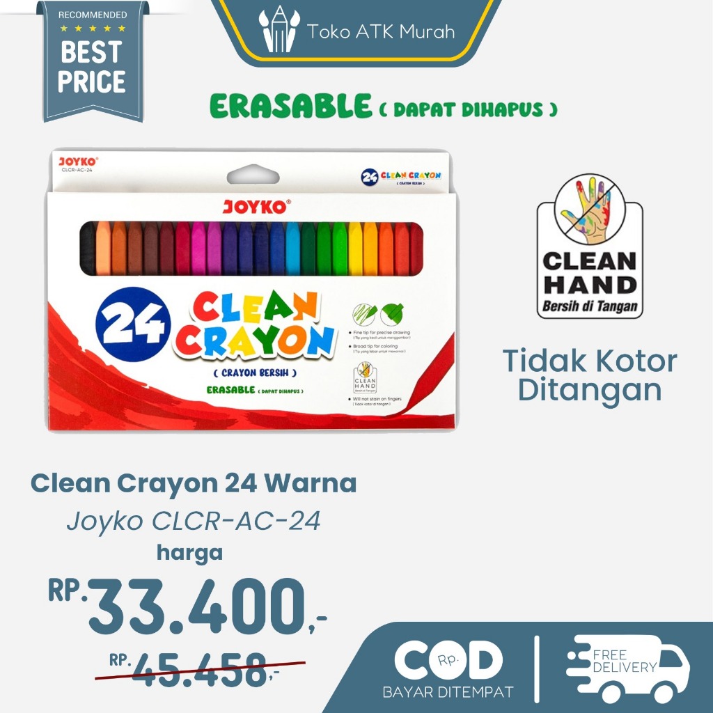 

Clean Crayon Joyko 24Warna - CLCR-AC-24