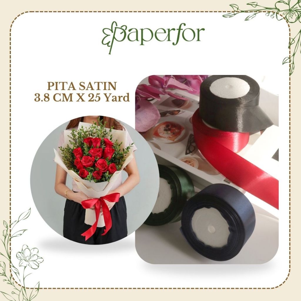 

Pita Satin Buket Bunga 3.8cm - 25 yard Pita hiasan / Pita Kado