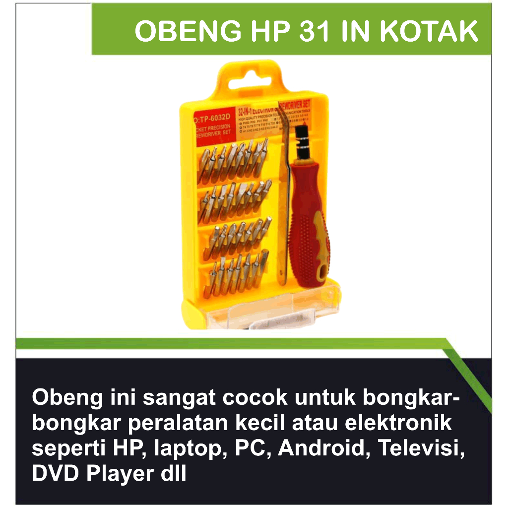 Obeng HP 31 in 1 Kotak / Obeng HP set lengkap/Obeng set