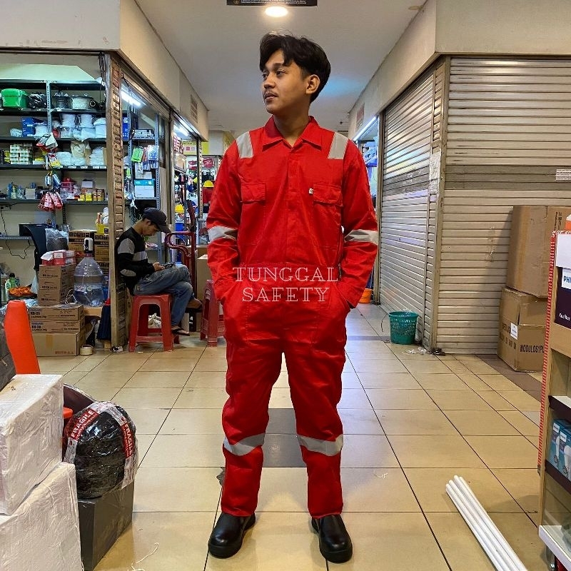 Wearpack Safety / Coverall Imj / Baju Kerja Imj Warna Merah