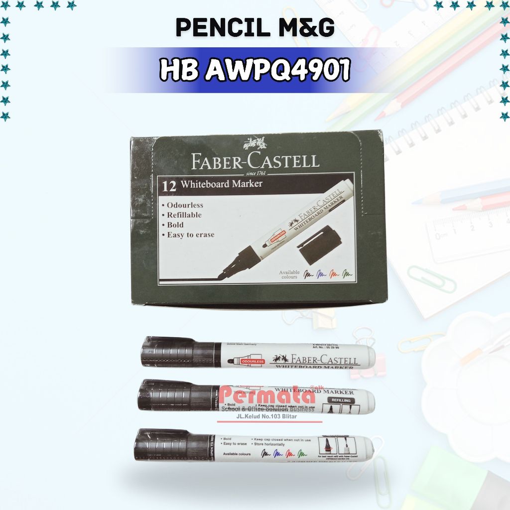 

Spidol Papan Tulis FABER CASTELL Whiteboard Warna Hitam Original