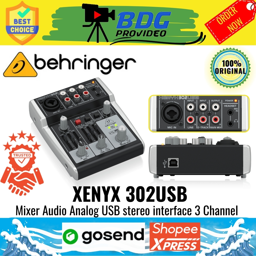 Behringer Xenyx 302 USB Mixer / Audio Mixer Analog BEHRINGER 302 USB 3Channel