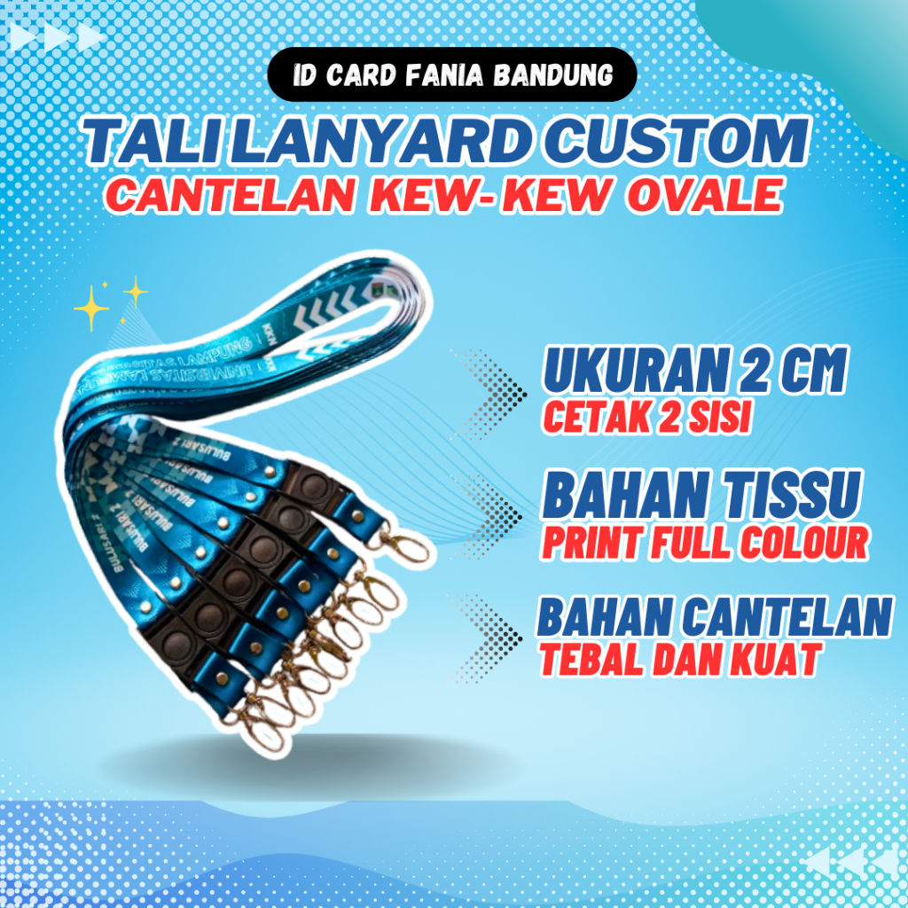 

Tali Lanyard ( COSTUM ) Desain ukuran 2cm CANTELAN kewkew