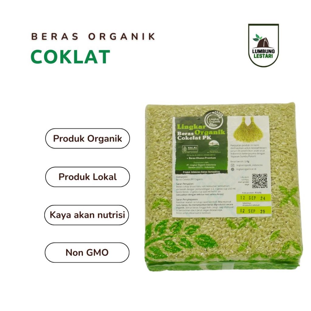 

Beras Cokelat (Pandan Wangi Pecah Kulit ) - Lingkar Organik 1Kg