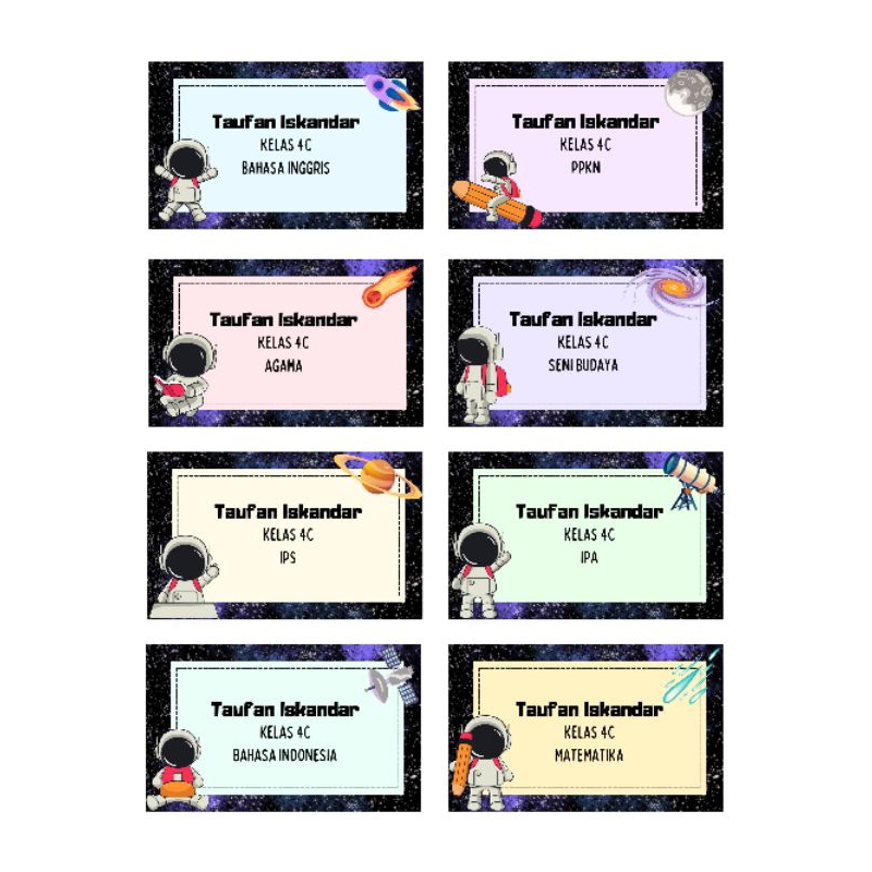 

Stiker custom nama buku pelajaran sekolah