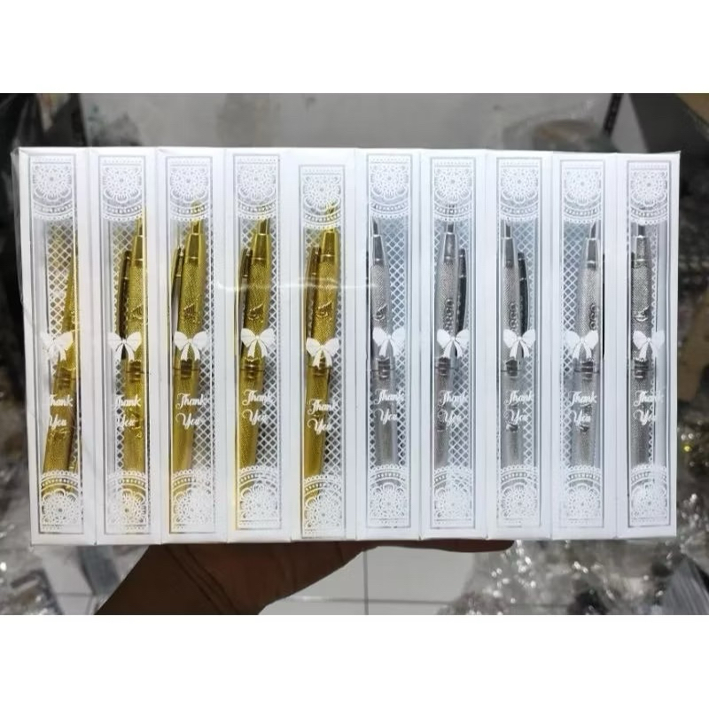 

GB Souvenir Pena Pulpen Emas & Perak, mewah & elegan Kemas Mika