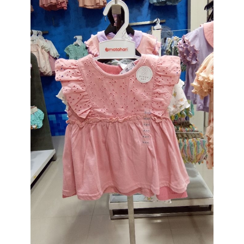 Pipiniko set bayi perempuan motif rempel depan /dress cardigan bayi anak perempuan