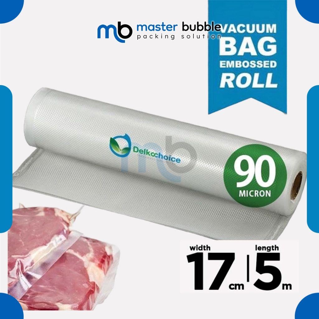 Vacuum Embossed Roll Bening 17cm x 5 meter Plastik Vakum Makanan Vacum Bag Sealer  - Delkochoice