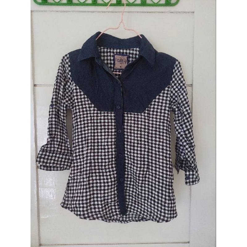 Baju Kemeja 7/8 Wanita Kotak-kotak /Kemeja Request Preloved
