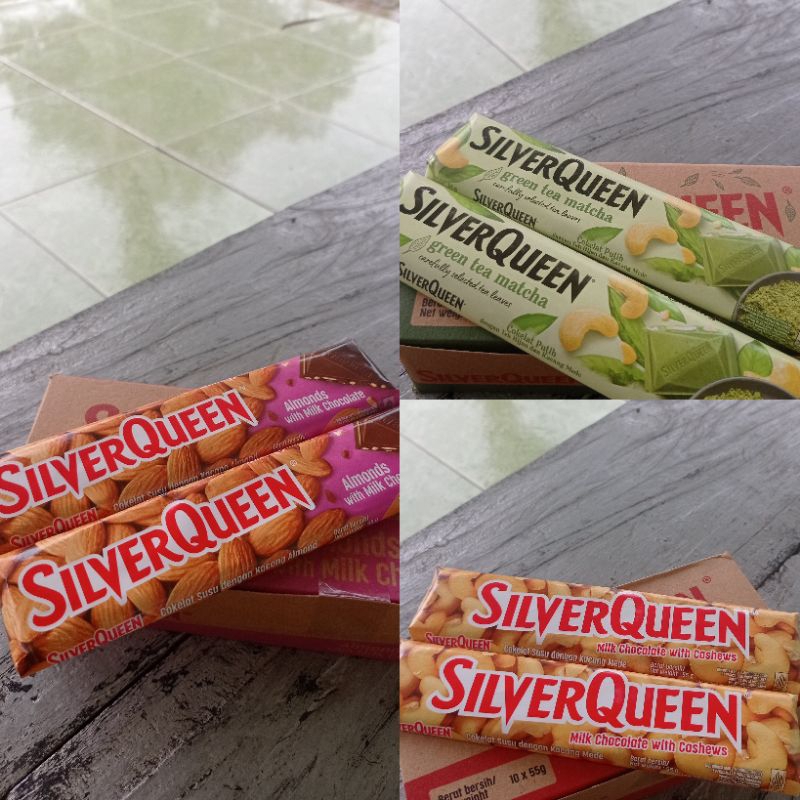 

Silverqueen Milk Chocolate Almond/Cashew/Matcha 55/58gram per 1 Pcs Expired November 2025