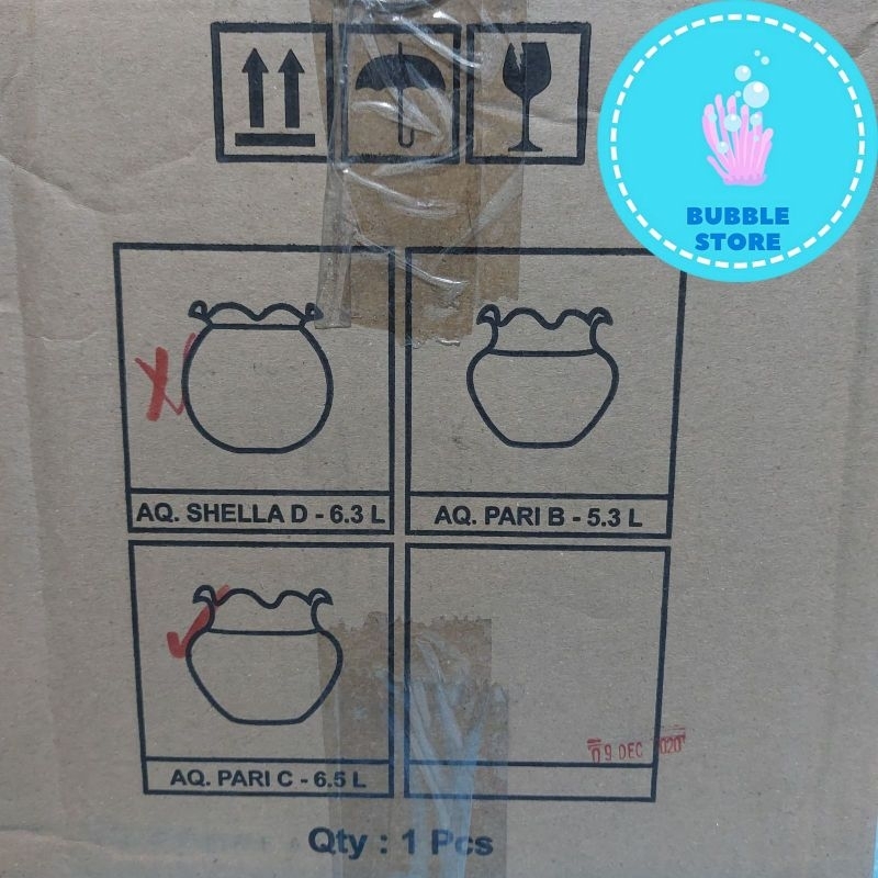 AQUARIUM KACA BULAT 6.5LITER / AQUARIUM BULAT 6.5LTR / FISH BOWL 6.5 LITER / AQUARIUM TOPLES 6.5 LIT