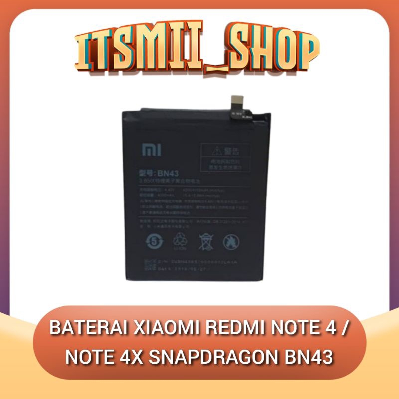 Batre Baterai Battery Xiaomi Redmi Note 4 | Note 4X Snapdragon BN43 Original 100%