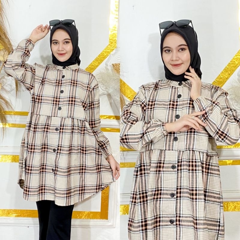 TUNIK / TUNIK FLANEL / ATASAN WANITA / OUTFIT HIJAB
