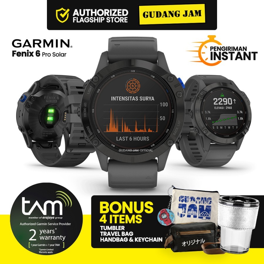 GARMIN FENIX 6 PRO SOLAR FENIX6 PRO SOLAR GARANSI RESMI TAM 24BULAN