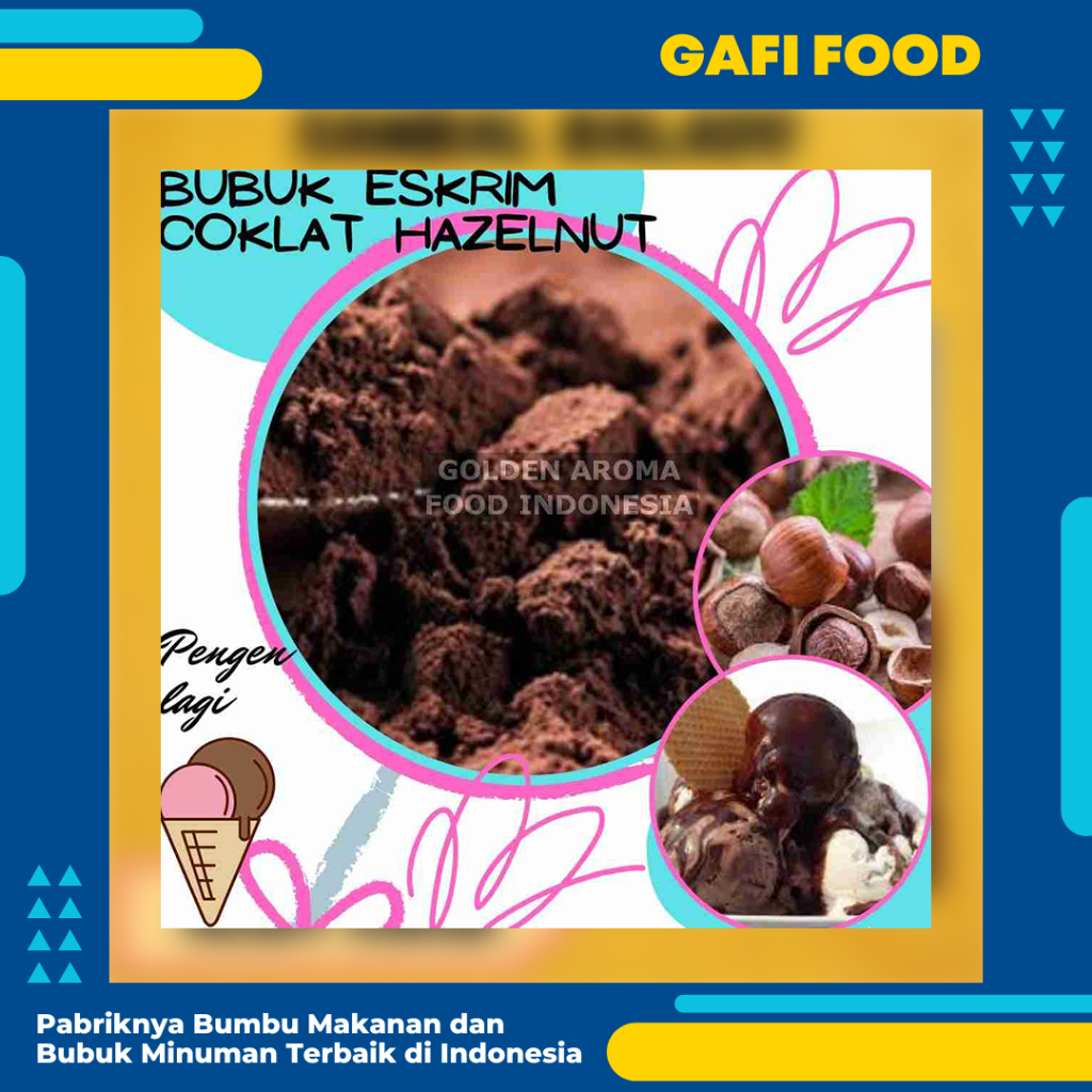 

Bubuk ES CREAM Aneka Rasa Coklat Hazelnut Premix 1kg Ice Cream KWALITAS PREMIUM / SERBUK ES KRIM