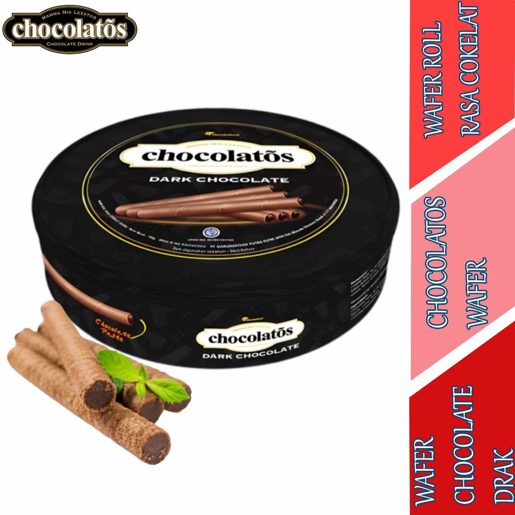 

Biskuit Wafer Roll Rasa Cokelat - Chocolatos - Wafer Roll Chocolate Dark - 190gr