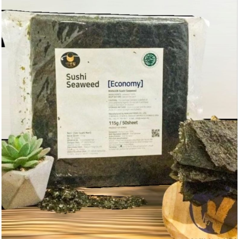 

Manjun Nori HALAL Seaweed Rumput Laut Sushi Gimbap Korean Yaki Sushi Nori 1 pack (50s)