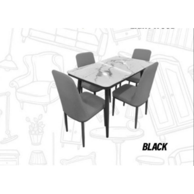 Set Meja Makan Sevilla - Meja + 4 Kursi - 6 Kursi - Furniture