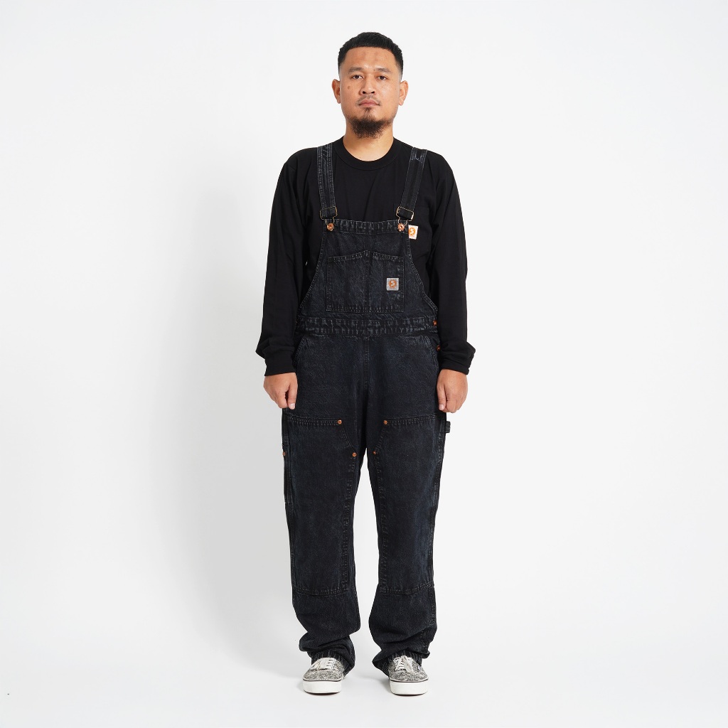 Superego - Overall Carpenter Double Knee Denim Loose Straight Snow Black OVA01D