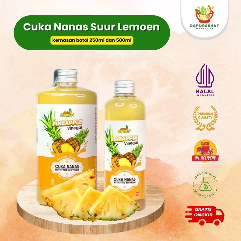 

Cuka Nanas with mother Suur Lemoen 250 ml - Cuka Nanas Organik Tanpa Campuran - Pineapple Cider Vinegar 250 ml nutrifarm best apple organik