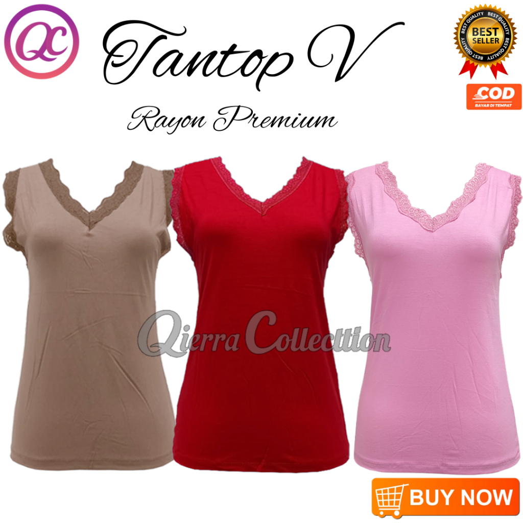 Tanktop Wanita Tank Top Cewe Pakaian Dalam Camisole Tangtop Polos Warna Renda Perempuan Sexy Leher V