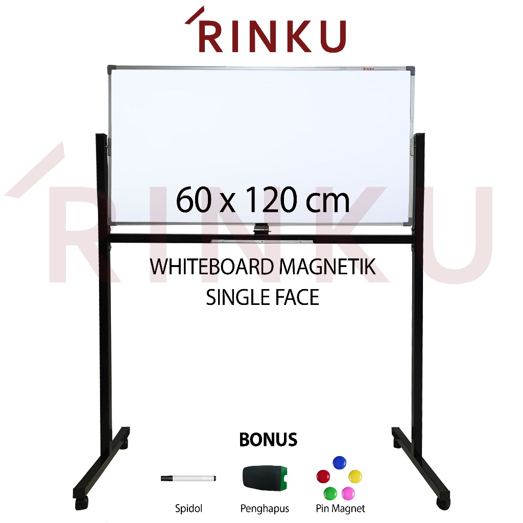 

Papan Tulis Whiteboard Standing Magnetik Single Face Rinku 60x120 cm