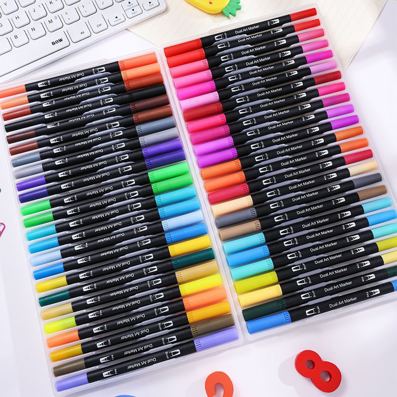 

12 Pcs Dualtip Color Brush Pen / Spidol Warna Spidol Sketsa