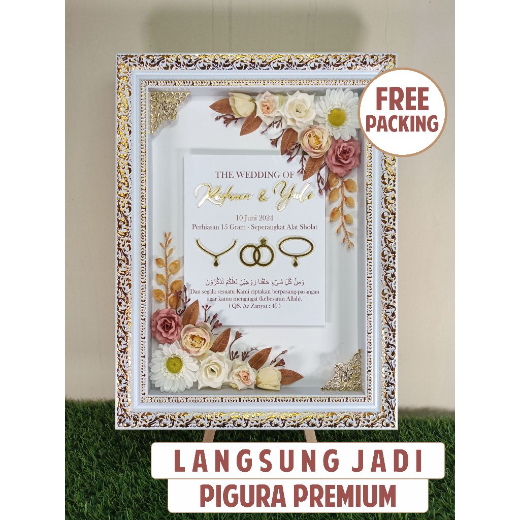 Langsung Jadi Mahar Pigura 38 cm x 48 cm KODE 3040PAK3 Ready Tanpa PO / Mahar Pernikahan Akrilik / M