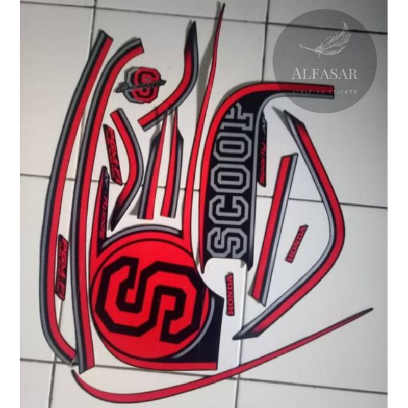 STICKER Striping SCOOPY SPORTY 2014 Hitam Merah