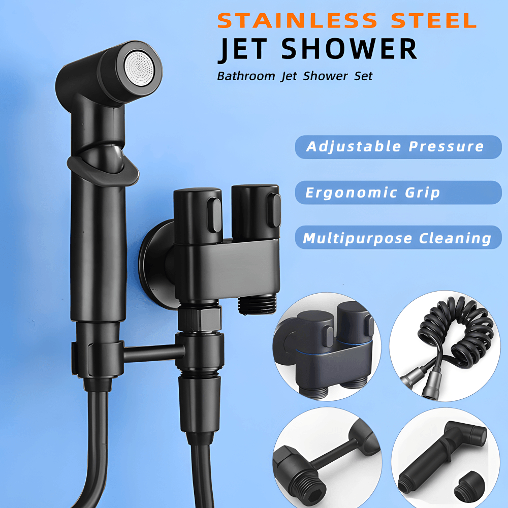 Jet Shower Closet Hitam Matte SUS304 Anti Karat Garansi 6 Bulan - Set Lengkap Bidet Toilet Semburan 