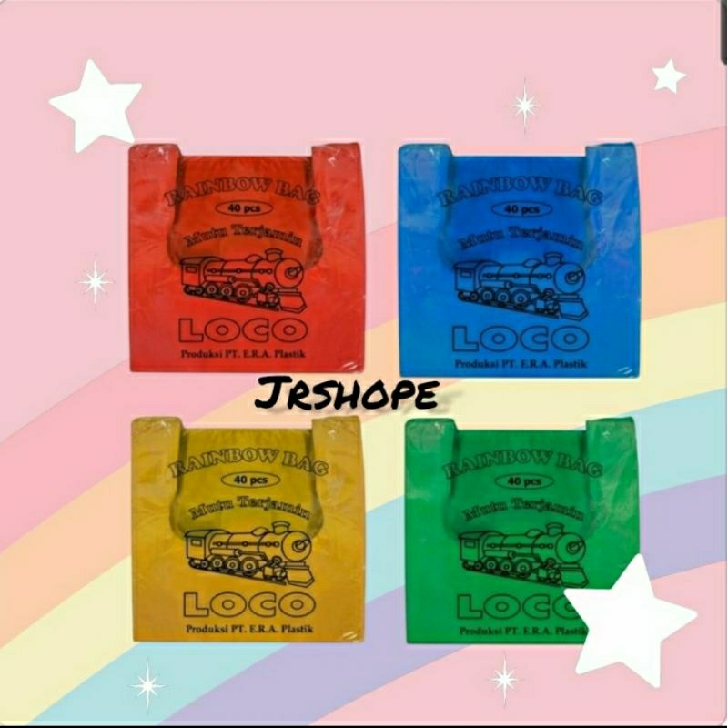 Kantong Plastik Kresek Loco Warna Warni / Kantong Plastik Kresek Merek Loco Rainbow