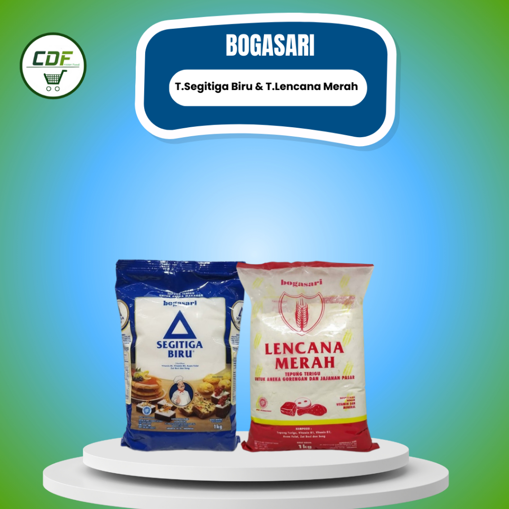 

Tepung Bogasari : Tepung Segitiga Biru/Tepung Lencana Merah ( 1kg)