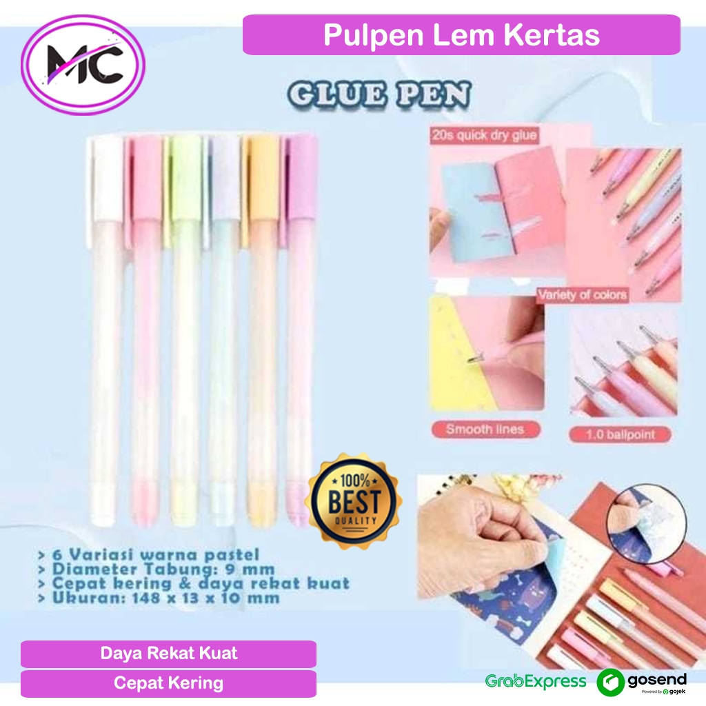 

Lem Cair Kertas Glue Pen Liquid Model Pulpen Lem Perekat Kertas DIY Kerajinan Serbaguna Bolpoin Lem Kertas untuk Kreasi Anak Warna Lucu
