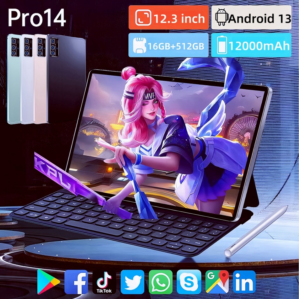 LA 2024 Produk Baru [Beli1 Gratis 7+COD] TabletPC Asli tablet Pro14 Tab Baru ROM16GB + 512GB RAM Tab