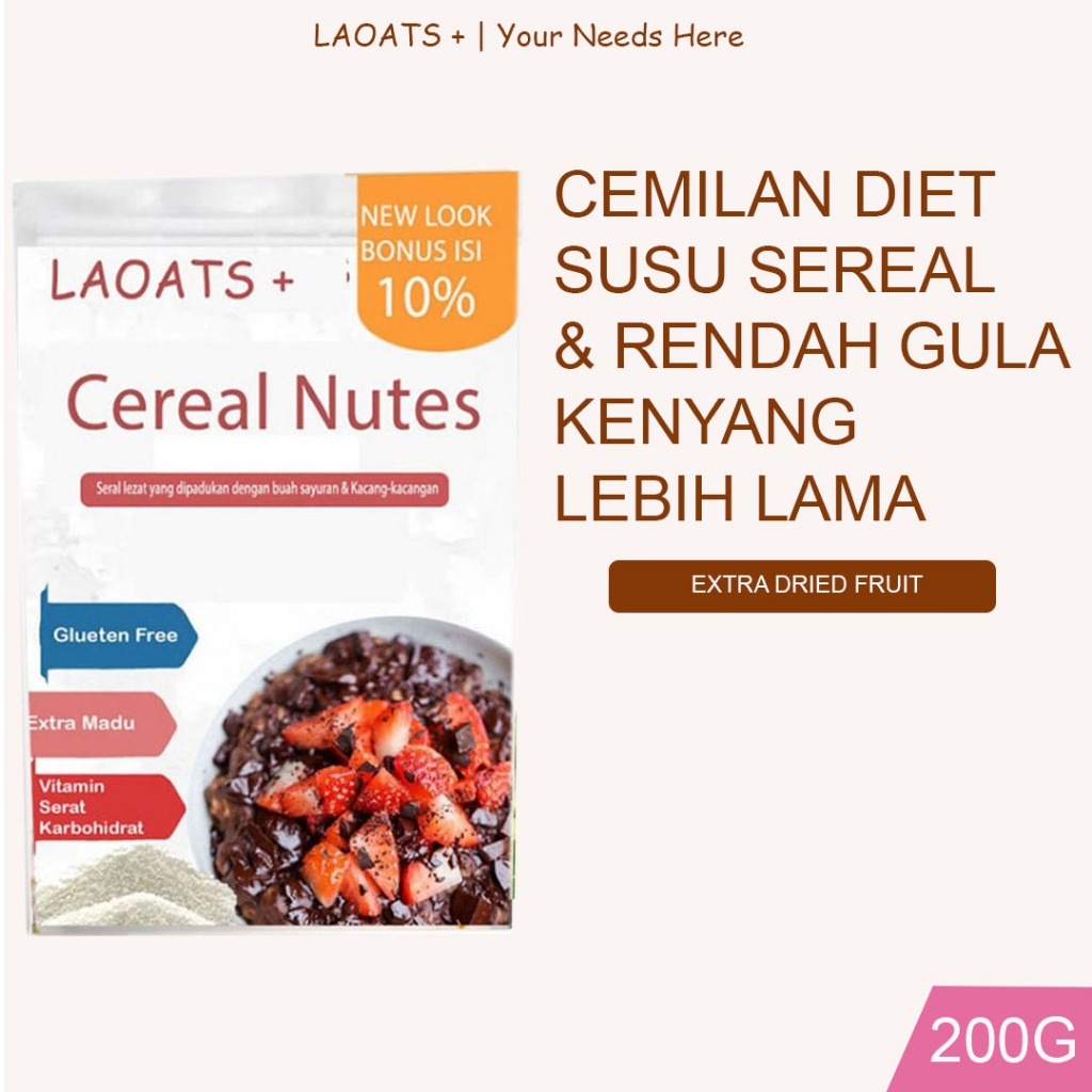 

Sereal Diet Pelangsing Penurun Berat Badan Rolled Oat Almond Milk Chia Seed Oatmeal Rendah Gula Beras Merah Zamora Original Laoats (30g)