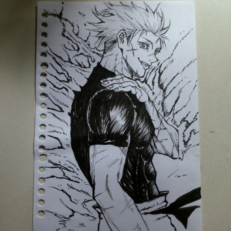 

sketsa arsir gojo satoru jujutsu kaisen A5