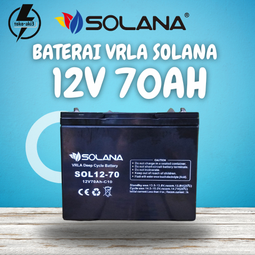 BATERAI SOLANA 12V 70AH AKI UPS SOLANA AKI SOLAR PANEL BATERAI VRLA - SOLANA 12V 70AH