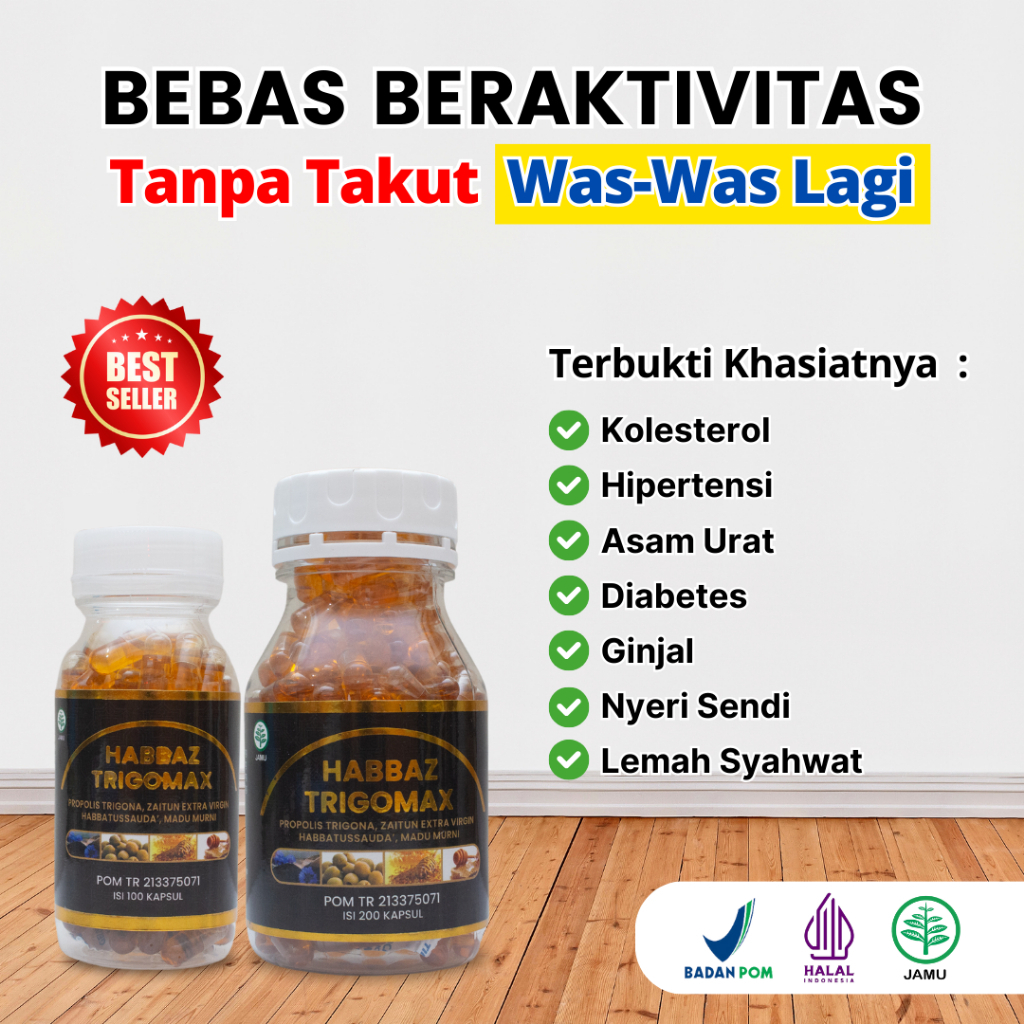 Minyak Habbatussauda HABBAZ TRIGOMAX 200 Kapsul [BPOM] | Mengatasi Asam Urat Hipertensi Diabetes