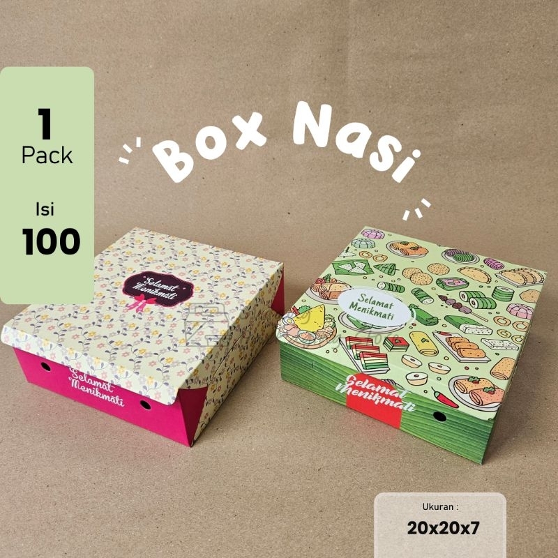 100 pcs / 20x20 / Box Nasi / Kotak Nasi / Dus Nasi / Kotak Hajatan