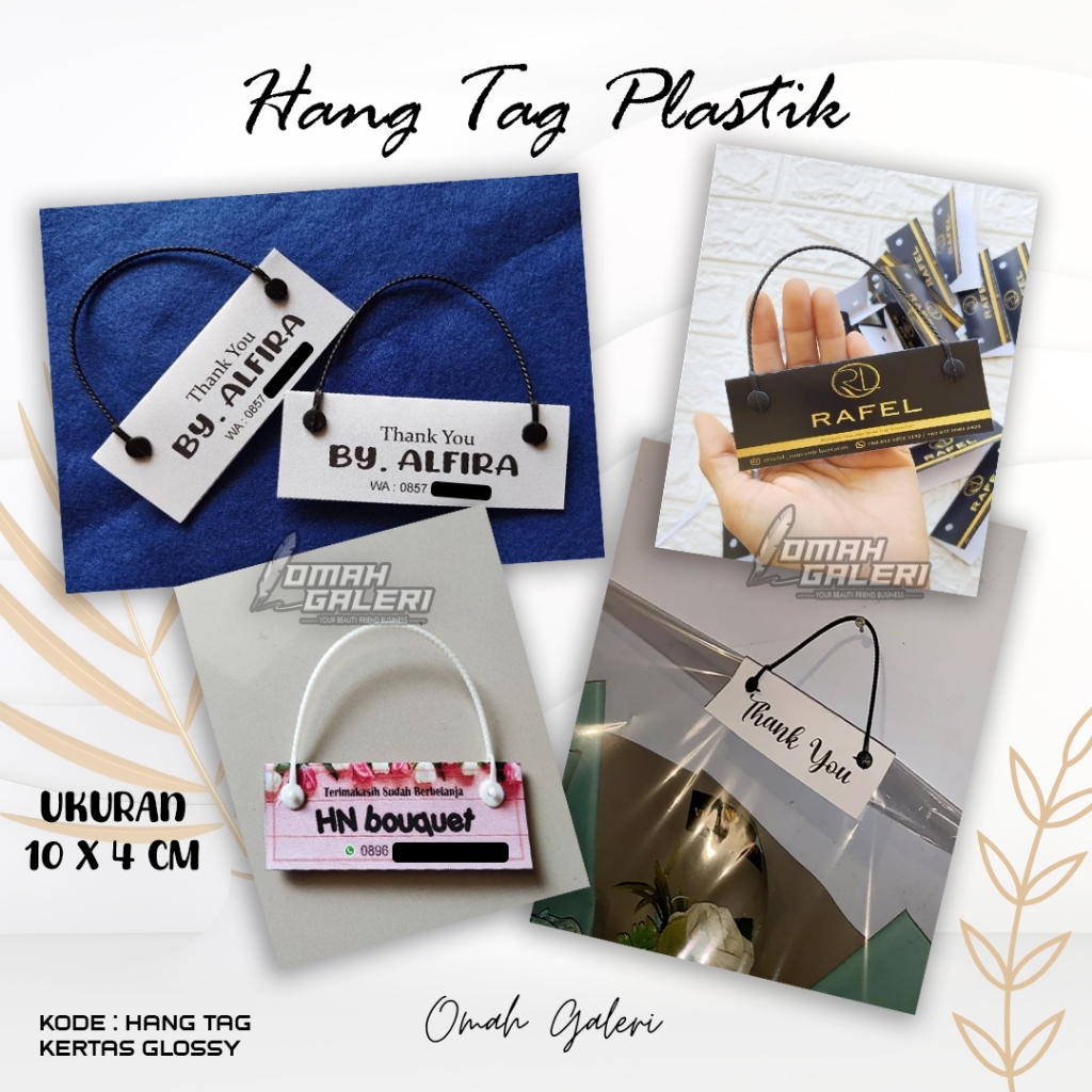 HANG TAG LABEL TAS PLASTIK BUKET SANDAL JAJANAN SET TALI / LABEL GANTUNGAN PLASTIK KEMASAN / KERTAS 