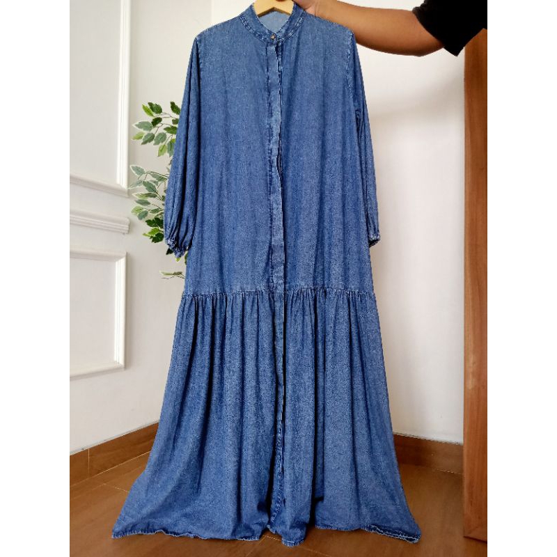 Gamis Jeans Rempel |Gamis jeans | abaya jeans barang impor bagus bgt