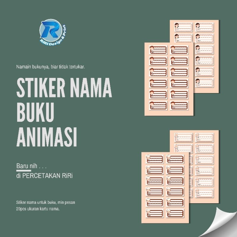 

RiRi Design Print Stiker Nama Buku Animasi