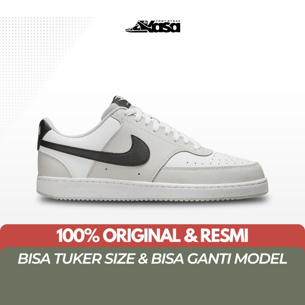 Sepatu Sneakers Pria Nike Court Vision Low Grey Fog White Black